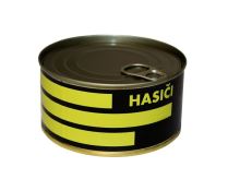 opasek textilní HASIČI v plechovce se sponou 3D helma + sekery, barva černá - neon nápis (1)