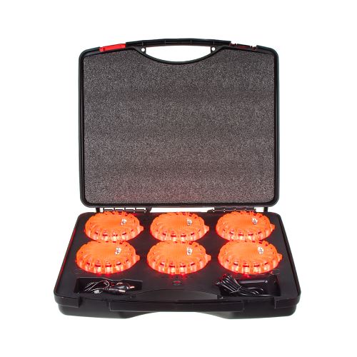 set 6ks LED modulů - puků v kufříku - oranžová