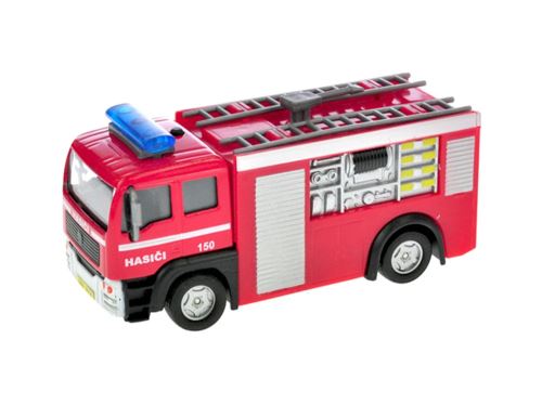 autíčko hasičské kovové 12 cm na zpětný chod - hračka